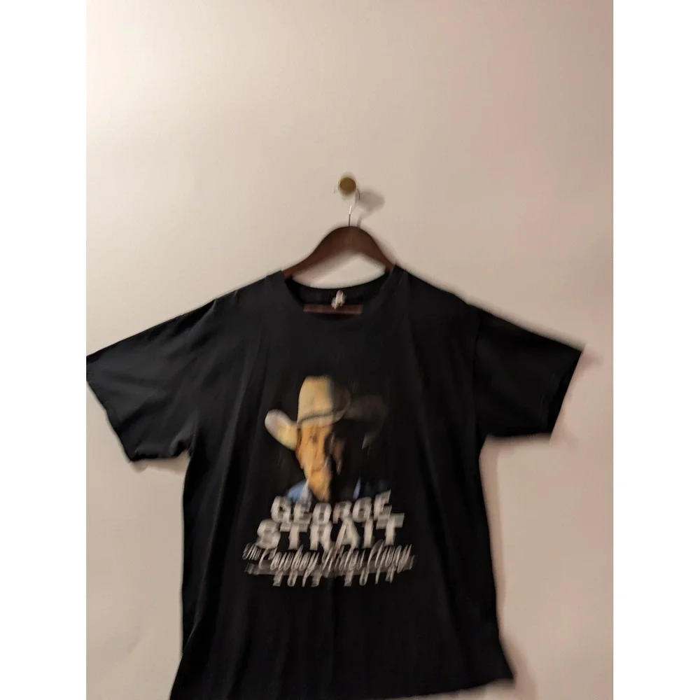 George Strait T Shirt Mens L Black Good Cowboy Rides Away Tour Martina McBride